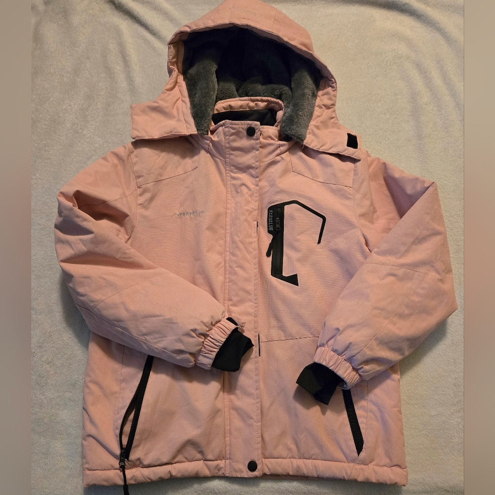Girls Pink/Gray Farvalue Winter Jacket (10/12 M)
